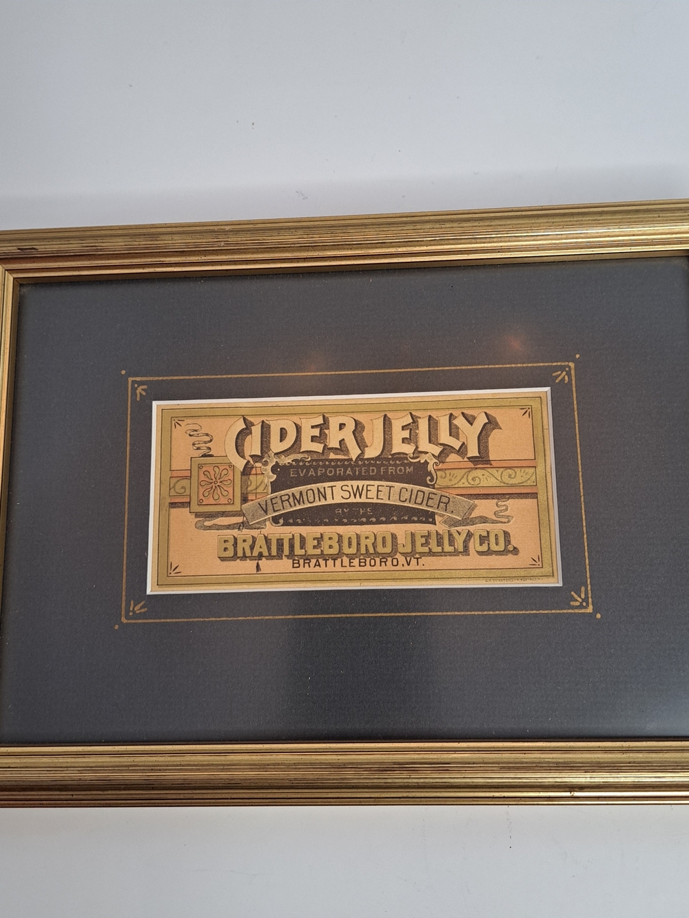 Vintage Cider Jelly Label C1900 Brattleboro Jelly Co. Brattleboro VT, Framed